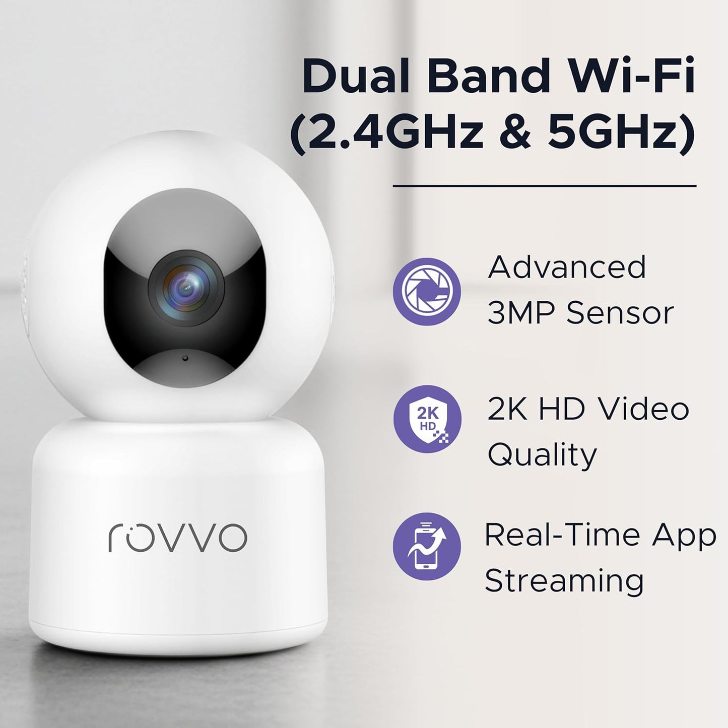 Rovvo Cámara para mascotas HD 2K - Monitor inteligente para cachorr...