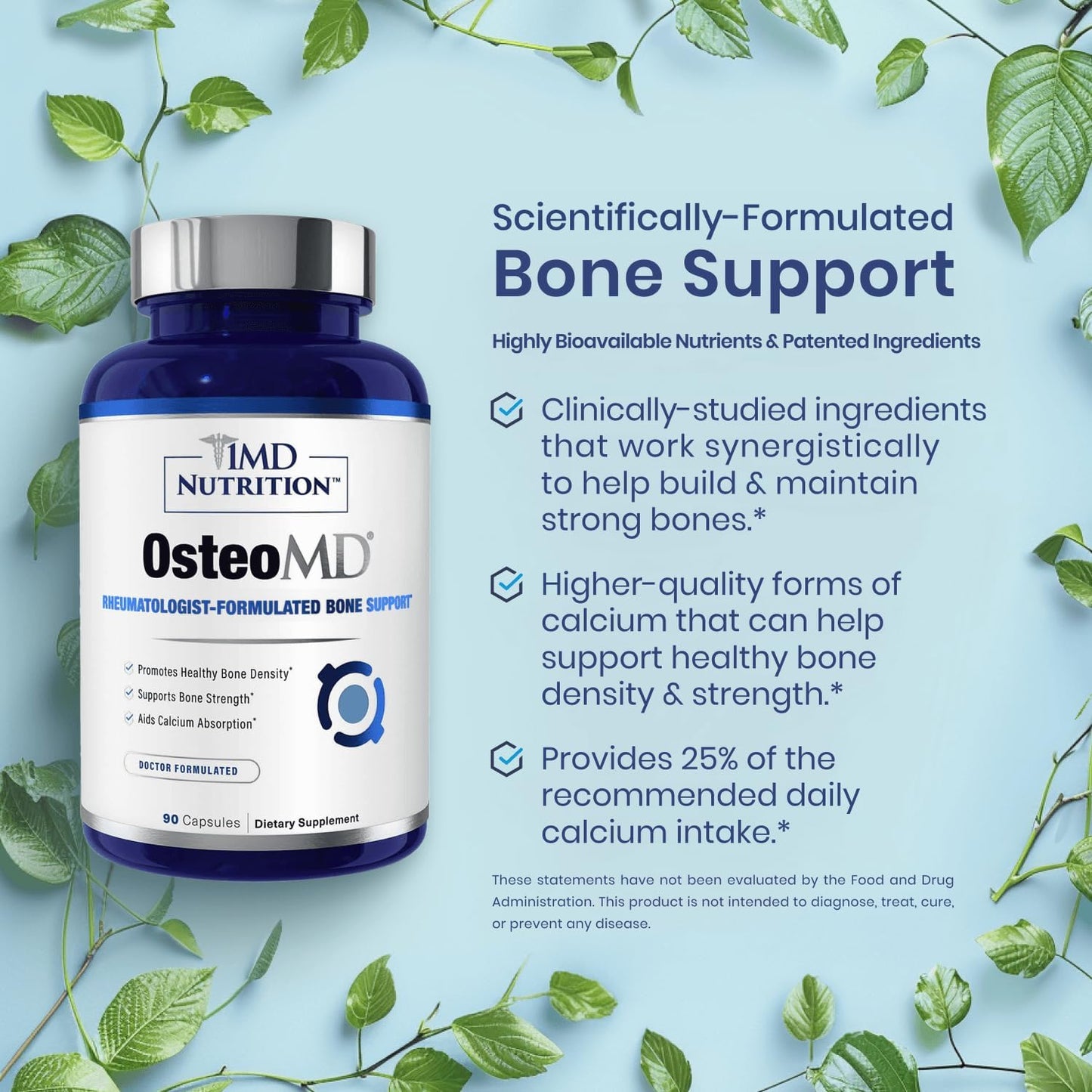1MD Nutrition OsteoMD para un apoyo óseo integral | con hidroxiapat...