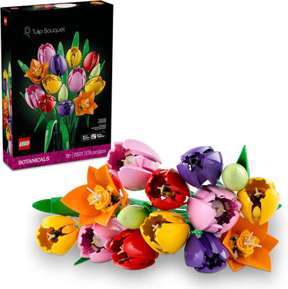 LEGO Botanicals - Juego de construcción de ramo de tulipanes para adultos, dormitorio, estante de libros y decoración de oficina para mujeres y hombres, a partir de 18 años, regalo para el día de San