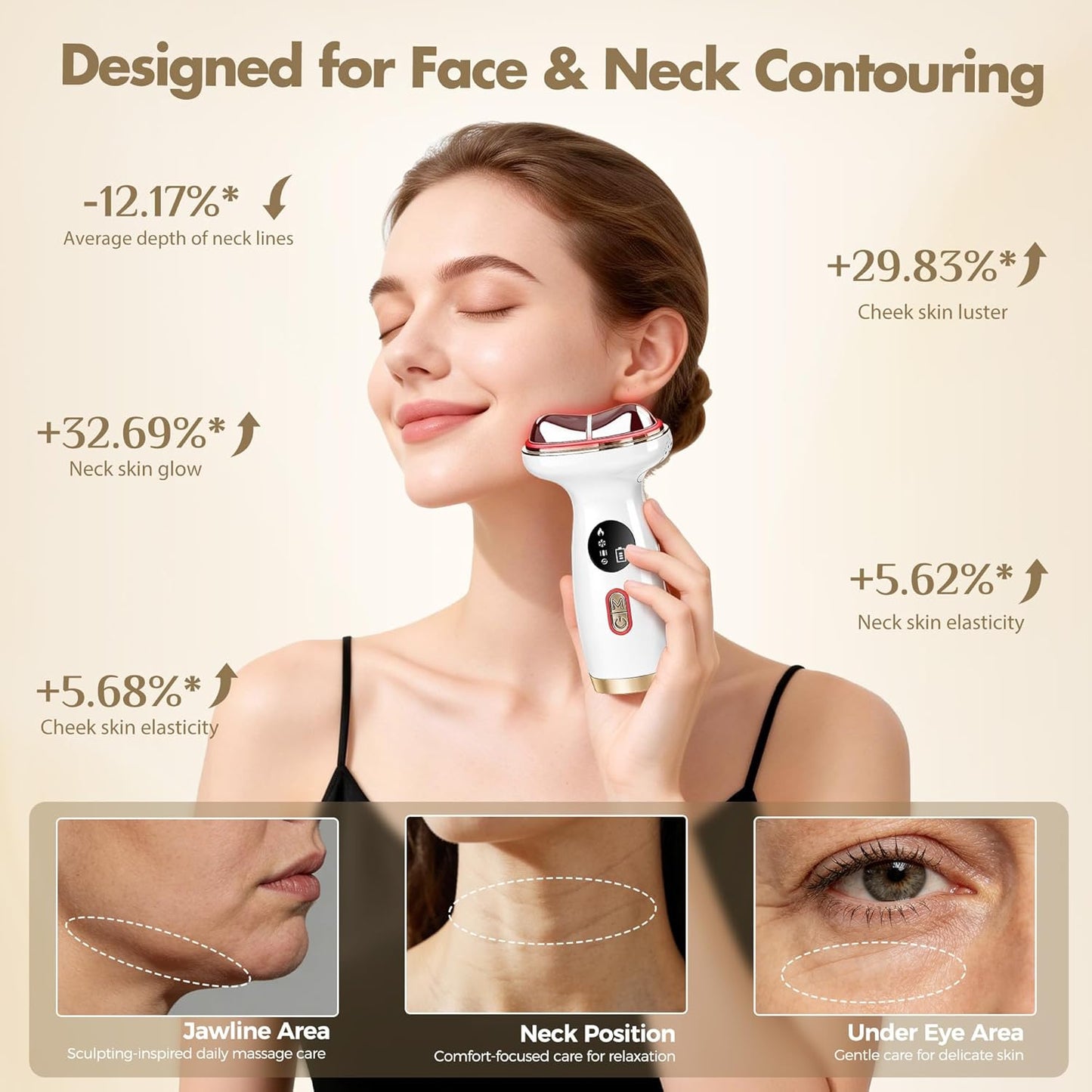 Masajeador facial con calefacción fría 7 en 1, terapia de luz roja...