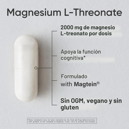Sports Research® Cápsulas de L-treonato de magnesio de 2000 mg - Ma...