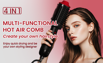 Peine con calefacción y cepillo secador 4 en 1, cepillo alisador de pelo, doble modo para secar, alisar, rizar y dar volumen a todo tipo de cabello, tecnología iónica de cerámica