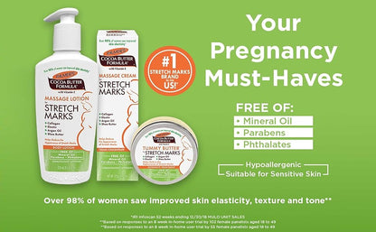Kit de Cuidado de la Piel Palmer's con Fórmula de Manteca de Cacao para Estrías y Cicatrices, Aprobado por Dermatólogos, Regalo para Mamá, Juego de 4 Piezas de Tamaño Completo