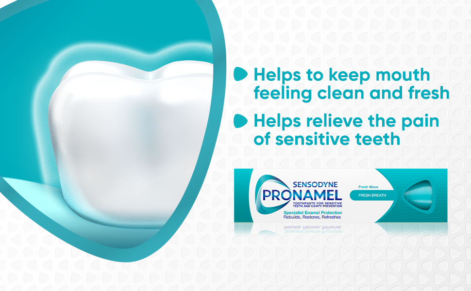 Sensodyne Pronamel Fresh Breath Pasta de dientes de esmalte para dientes sensibles y protección contra caries, Fresh Wave - 4 oz (paquete de 4)