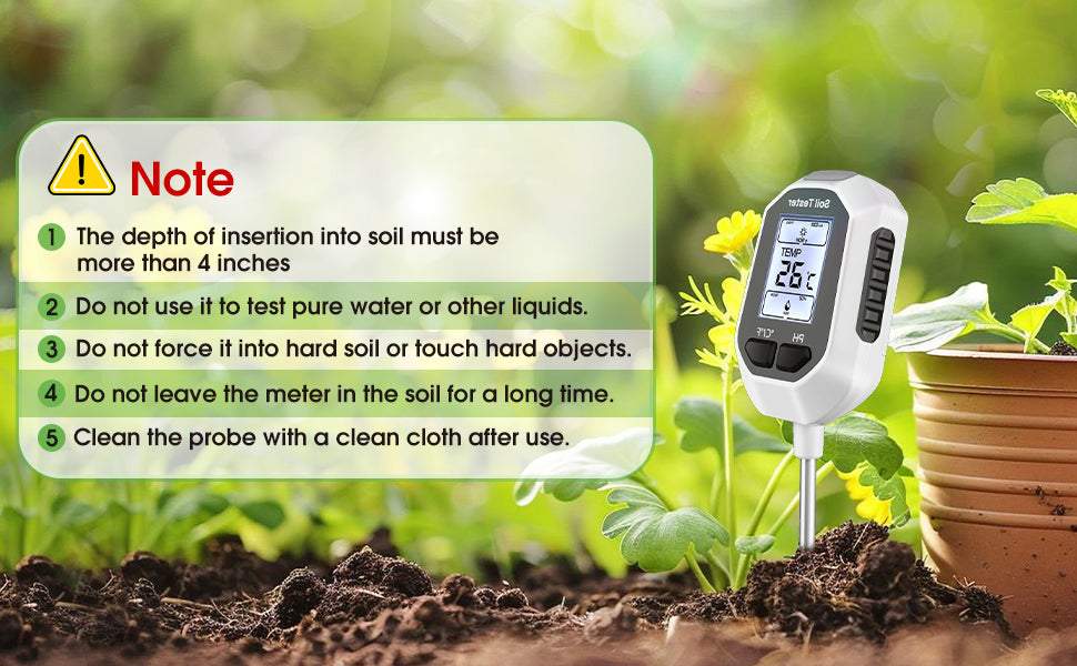 Medidor de Humedad del Suelo 4 en 1, Medidor Digital de Temperatura de Plantas/Prueba de Humedad del Suelo y Medidor de PH/Intensidad de Luz Solar, Pantalla LCD con Retroiluminación para
