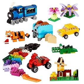 LEGO Classic Medium Creative Brick Box 10696 - Juego de bloques de construcción, con almacenamiento, incluye tren, automóvil y una figura de tigre, para personas de 4 a 99 años