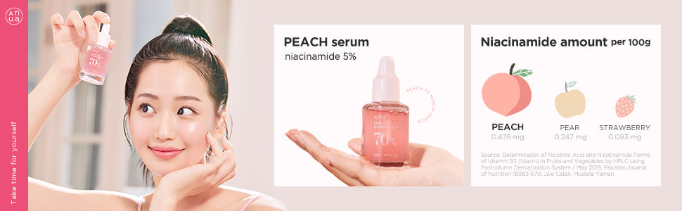 Suero Anua Peach 70 Niacinamida 30ml / suero facial hidratante y aclarar / belleza limpia diaria (1.01 fl. oz.)