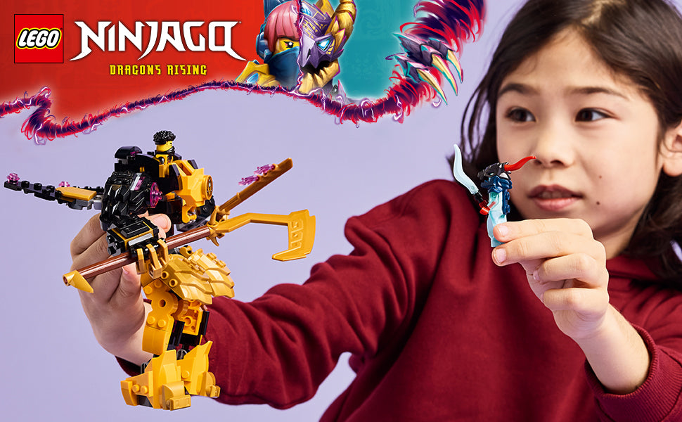 LEGO NINJAGO Arin's Spinjitzu Battle Mech - Juego de construcción Ninja para niños a partir de 7 años - con minifiguras Arin, Baby Ryu y villano - Idea de regalo para niños, niñas y fanáticos del