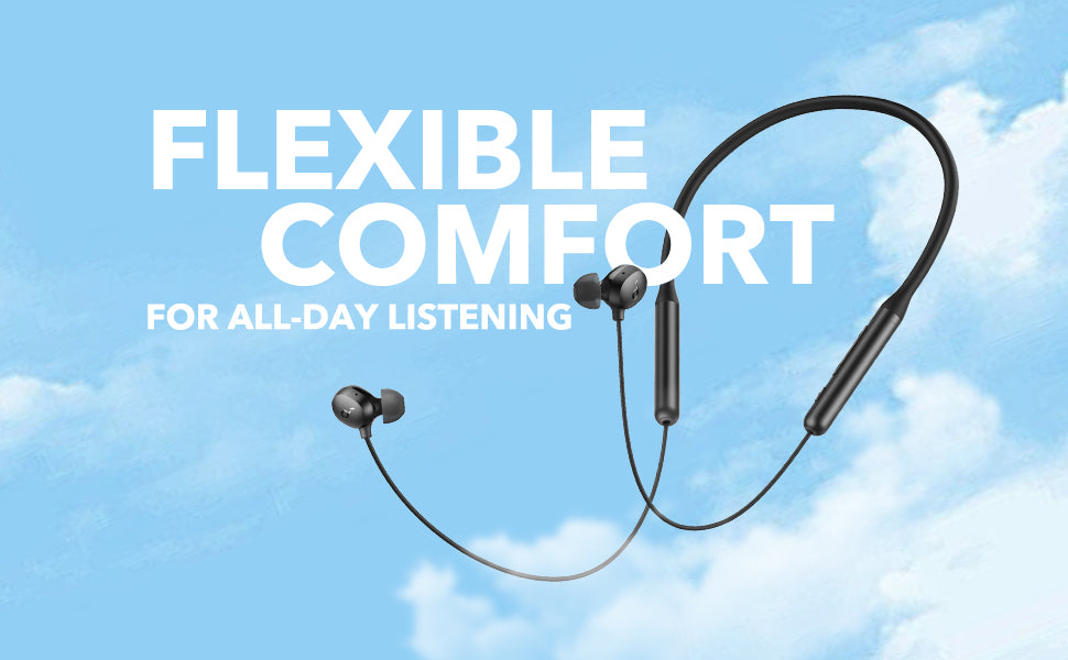 Auriculares inalámbricos Soundcore de Anker Life U2i con banda para el cuello, controladores de 10 mm con tecnología BassUp, 24 horas de reproducción, llamadas mejoradas por IA, plegables y ligeros