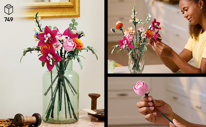 LEGO Botanicals Juego de Construcción de Ramo de Flores Rosas Bonitas para Adultos - Regalos para Aniversario para Mujeres y Hombres - Flores Artificiales para Decoración o Exhibición en Mesa - 10342