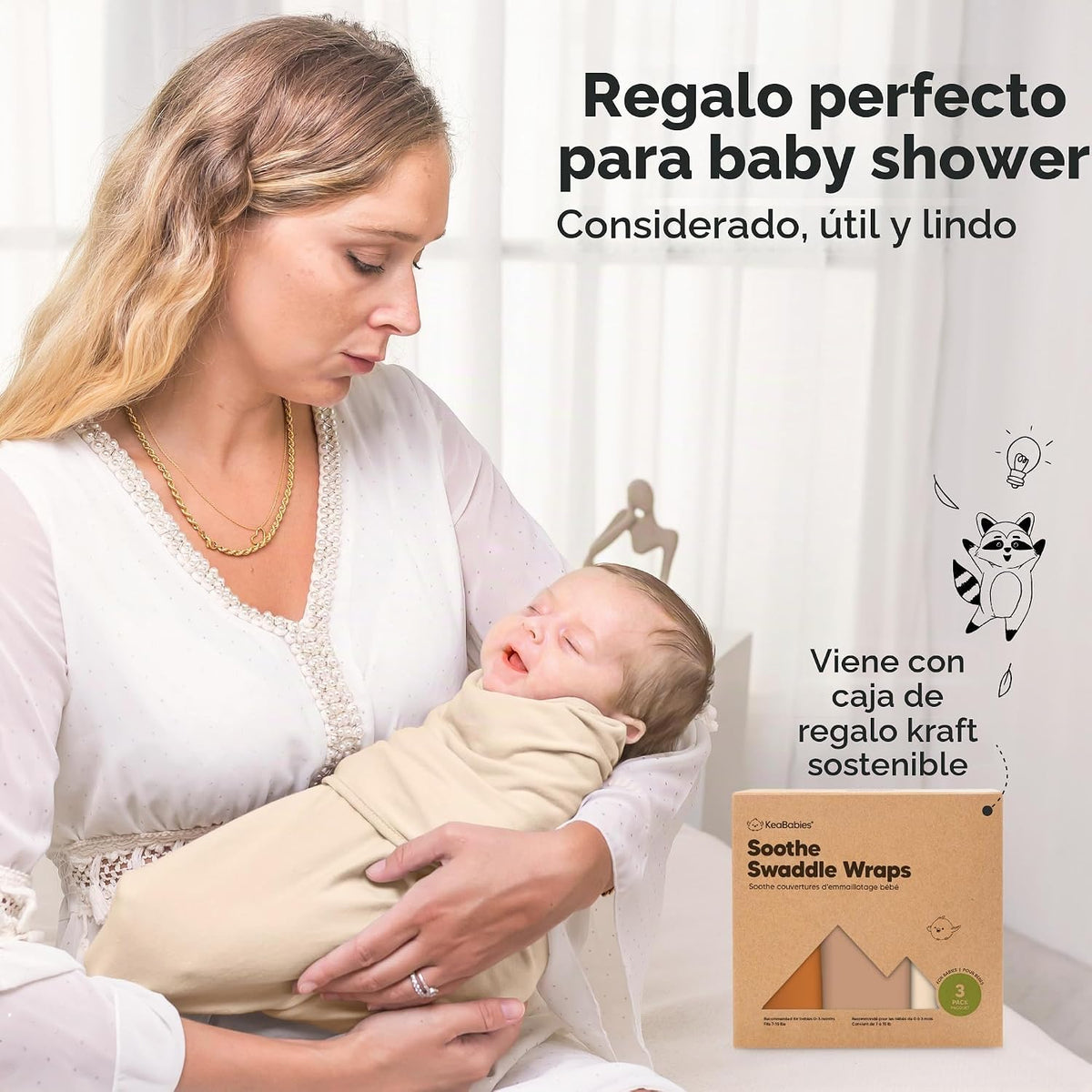 KeaBabies Paquete de 3 pañales orgánicos para recién nacidos, 0.5 T...
