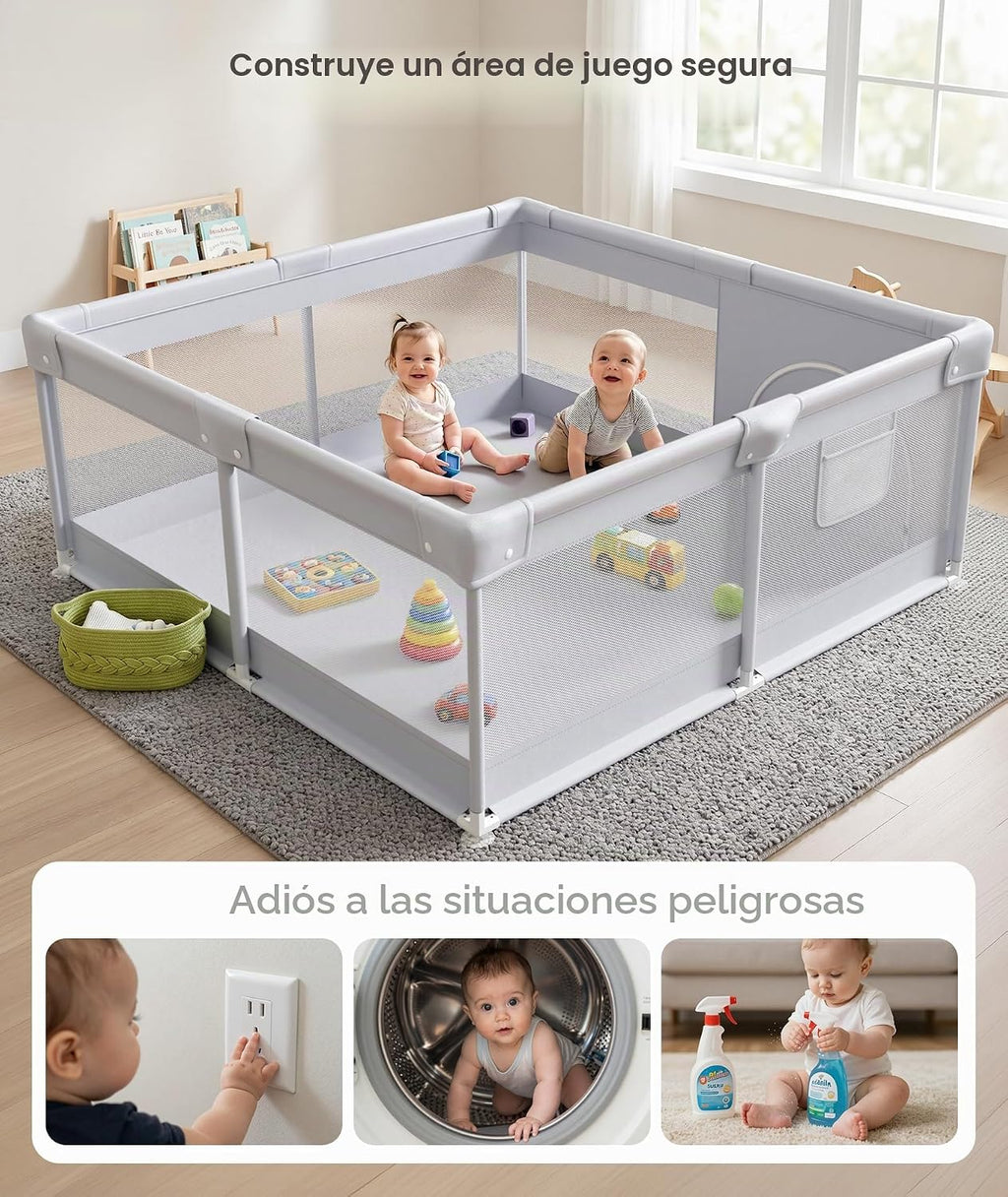 Fodoss Corralito para bebés, 47 × 47 pulgadas para bebés y niños pe...