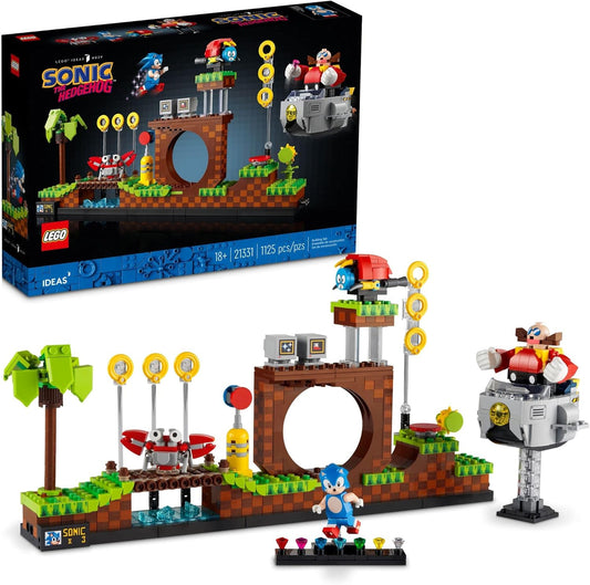 LEGO Ideas Sonic The Hedgehog - Juego coleccionable Green Hill Zone 21331, idea de regalo nostálgica de los años 90 para adultos con figura de Dr. Eggman y Eggmobile