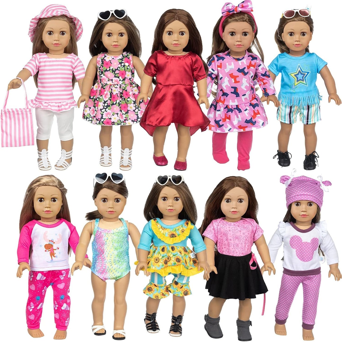 BDDOLL 23 piezas de ropa y accesorios de muñeca de 18 pulgadas para...