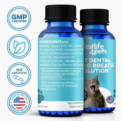 Remedio para el mal aliento y la salud oral de los gatos, cuidado d...