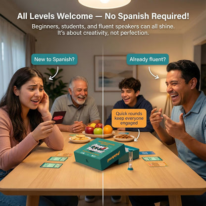 Juegos en español Tabú Charades | Juego de cartas de actuación y aprendizaje bilingüe - Desafíos fáciles y divertidos para practicar español | Perfecto para noches de juegos familiares, regalos