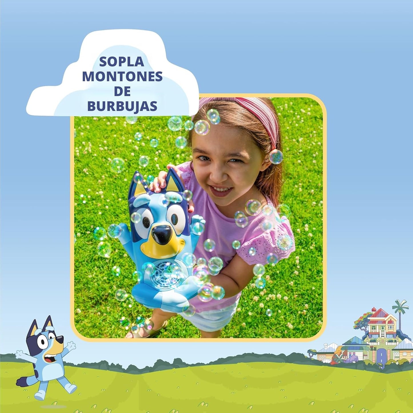 MÁQUINA DE BURBUJAS NO DERRAMABLE BLUEY Musical | Juguete de Burbuj...