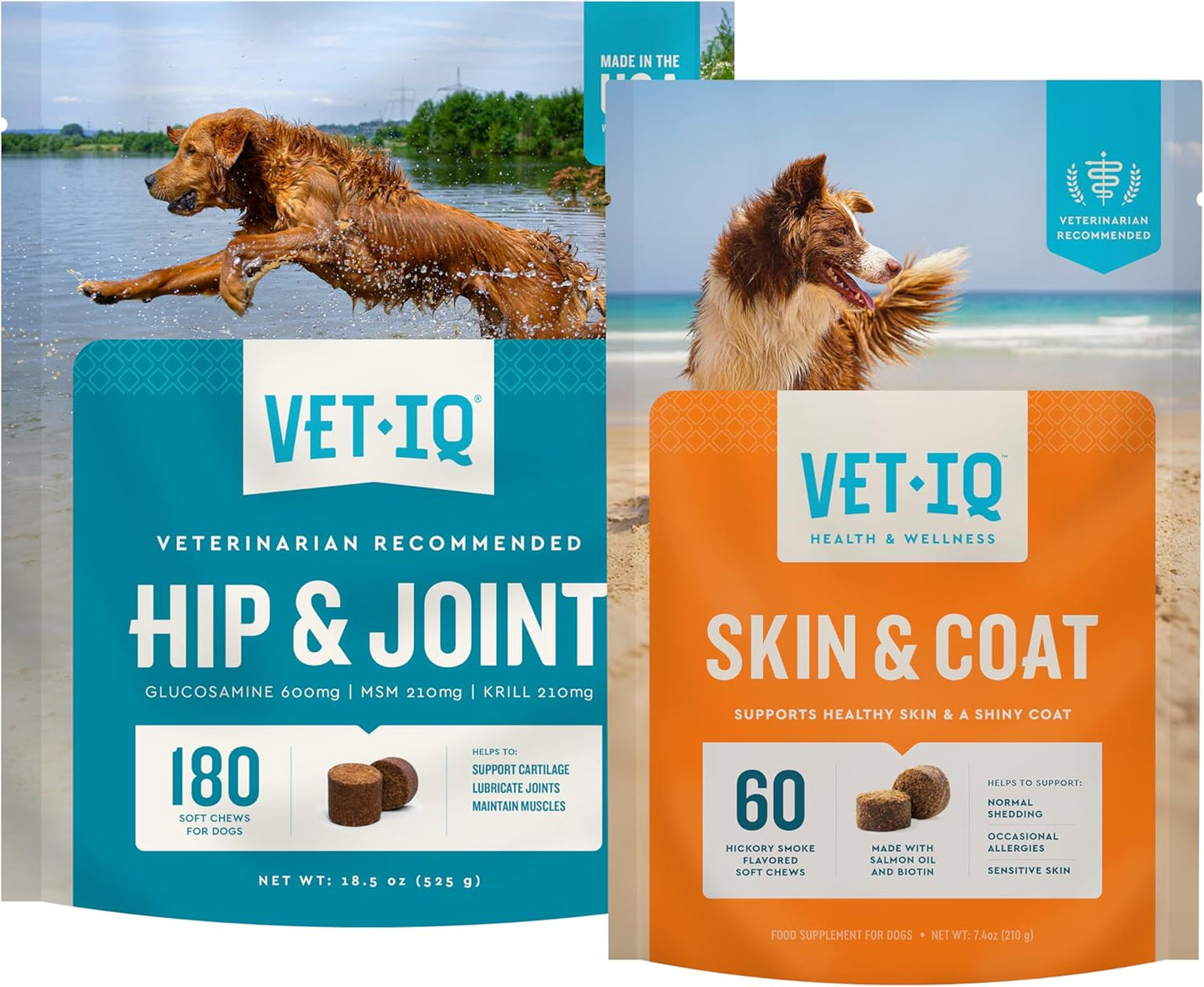 VetIQ Suplemento de glucosamina para cadera y articulaciones para p...