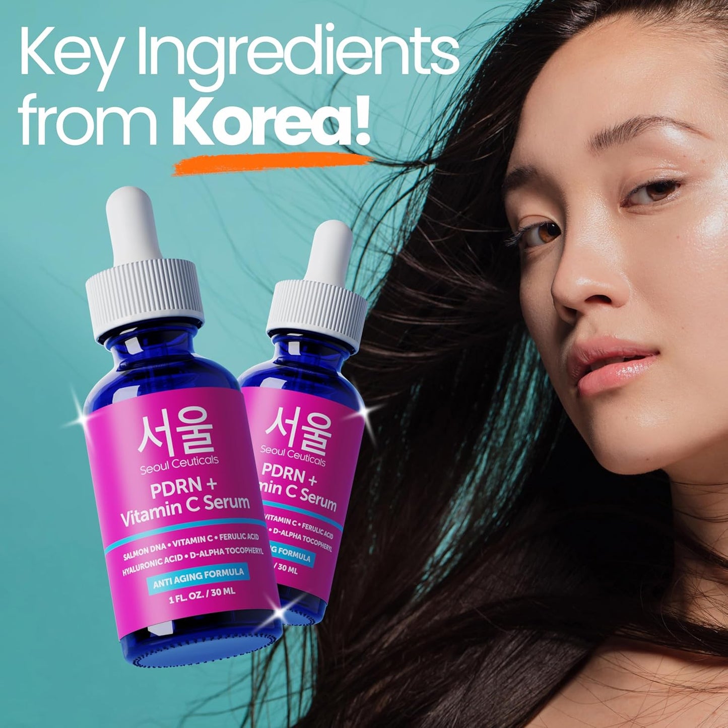 SeoulCeuticals PDRN Serum Salmon DNA Vitamina C Suero (paquete de 2...
