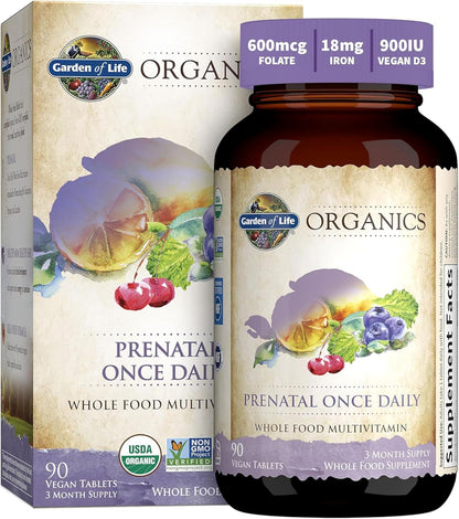 Garden of Life Vitaminas Prenatales para Mujeres, Folato Orgánico p...