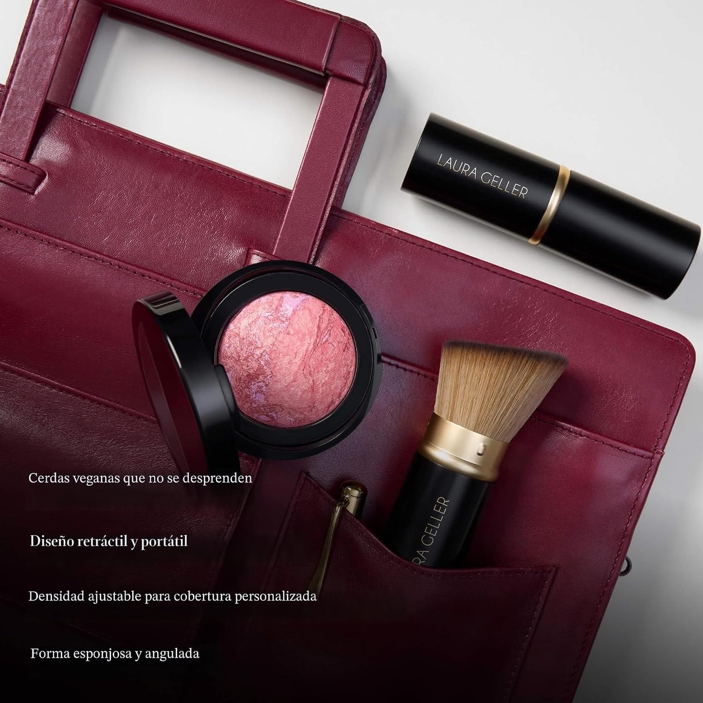 LAURA GELLER NEW YORK - Brocha retráctil color negro con mango de a...