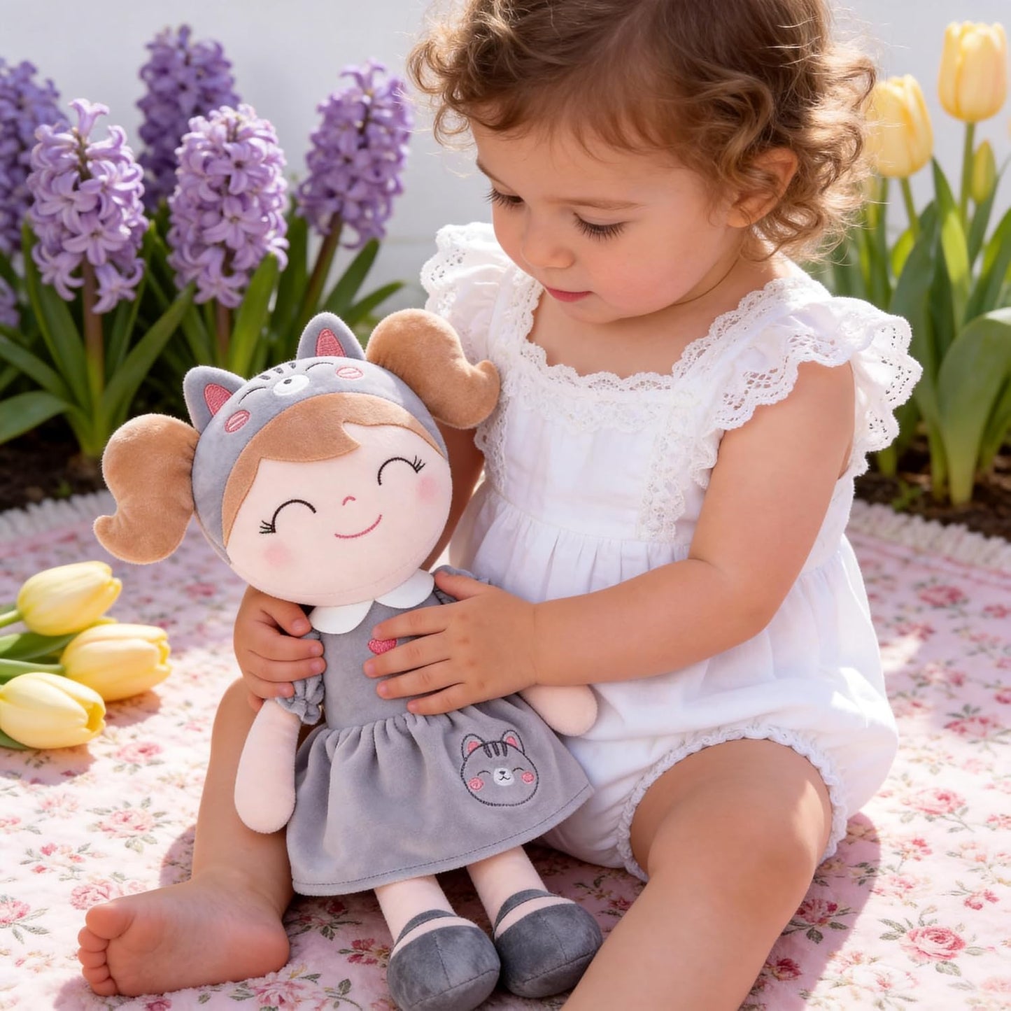 Gloveleya Muñeca bebé niña regalos de peluche suave para gatos (12...