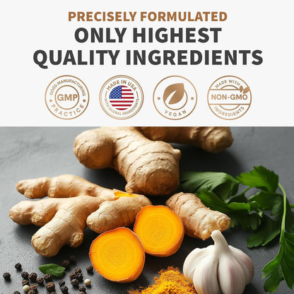 Suplementos de cúrcuma y ajo 4 en 1 con BioPerine \u2013 Cápsulas d...