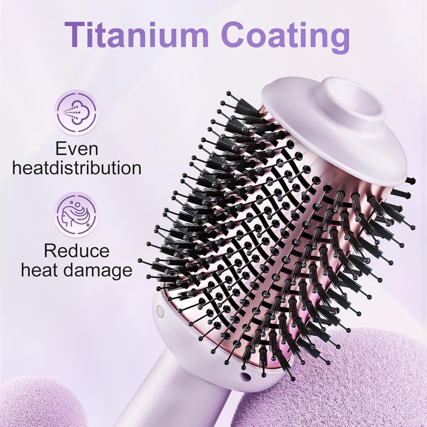 JIGGL Cepillo Alisador Secador de Barril Extra Grande Ovalado: Cepillo Secador de Aire Caliente de Un Paso para Cabello Medio y Largo de Mujeres, Alisado/Suavizado/Secado/Voluminización, Morado