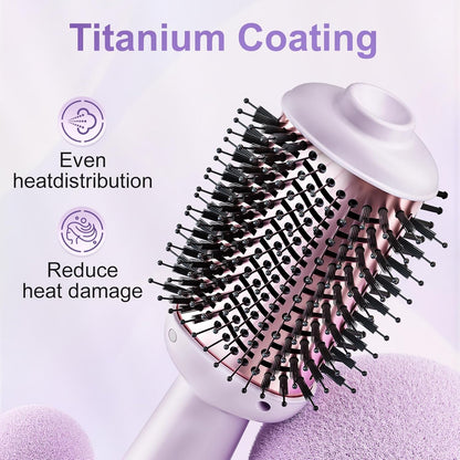 JIGGL Cepillo Alisador Secador de Barril Extra Grande Ovalado: Cepillo Secador de Aire Caliente de Un Paso para Cabello Medio y Largo de Mujeres, Alisado/Suavizado/Secado/Voluminización, Morado