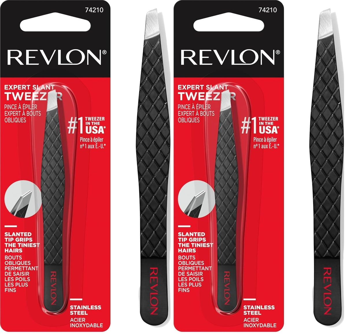 Revlon - Pinzas para cejas de acero inoxidable | Paquete de 2 | Par...