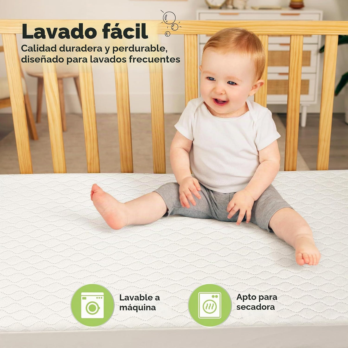 Paquete de 2 fundas protectoras de colchón impermeables para cuna,...