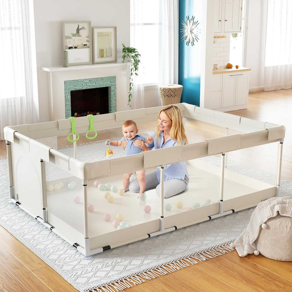 Fodoss Corralito para bebés, 71 x 47 pulgadas, corralito grande par...
