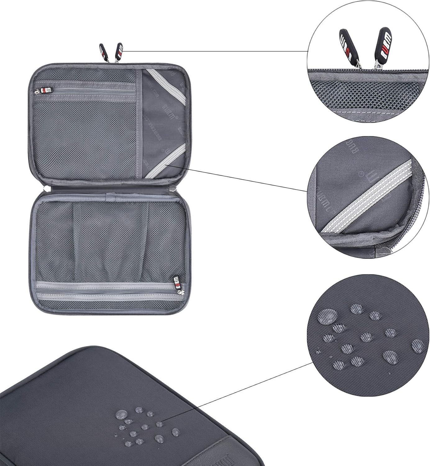 Bolsa organizadora de cables electrónicos, bolsa de almacenamiento portátil de doble capa para accesorios digitales electrónicos para funda de tarjeta SD, unidad flash USB, cables de carga, cargador