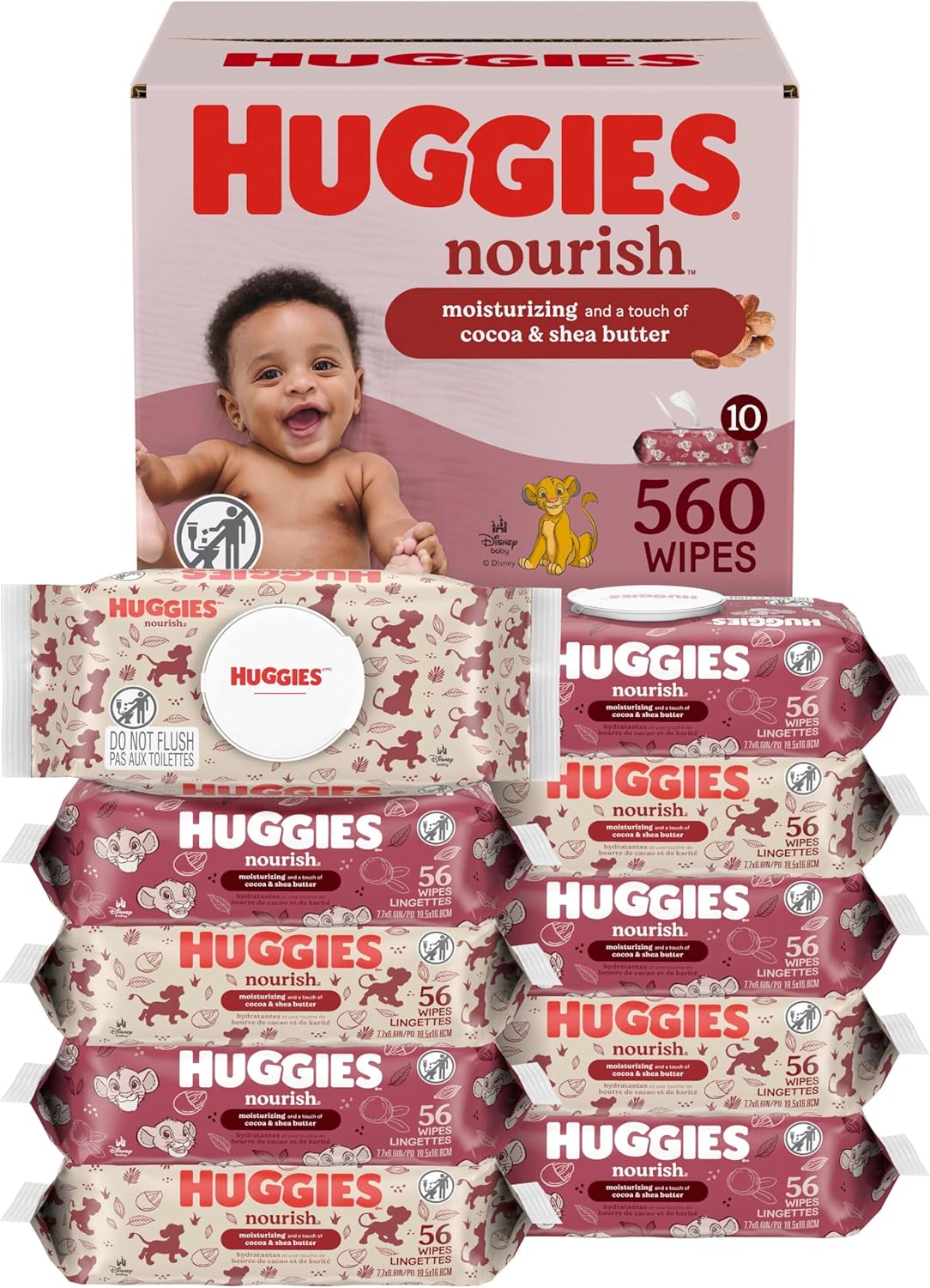 Toallitas perfumadas para bebé Huggies Nourish, 10 paquetes con bot...