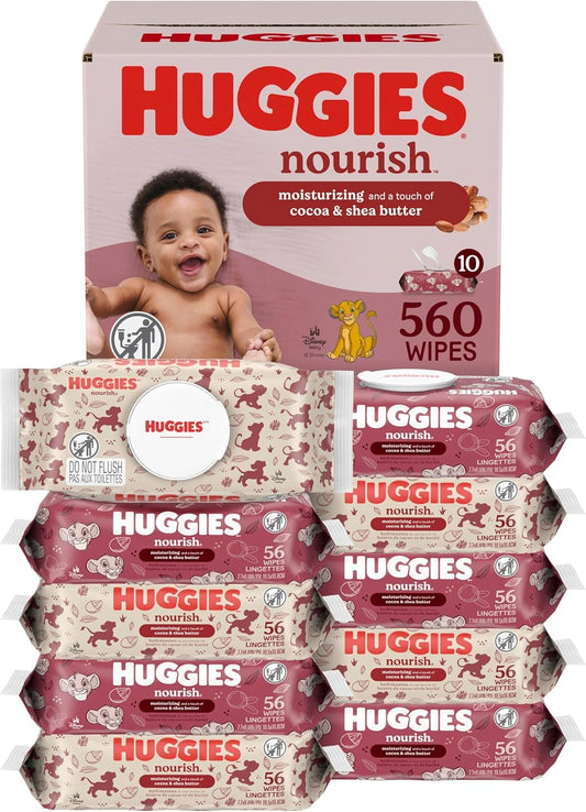 Toallitas perfumadas para bebé Huggies Nourish, 10 paquetes con bot...