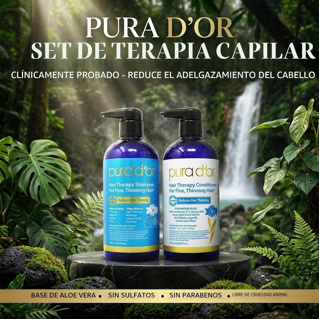 PURA D'OR Juego de champú y acondicionador de biotina para tera...