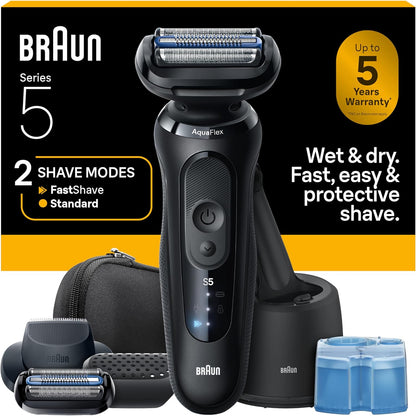Braun Maquinilla de afeitar eléctrica para hombres Serie 5, afeitadora eléctrica, recortadora de precisión, cabezal de afeitadora adicional, centro de limpieza y carga 4 en 1, S5 5165ps
