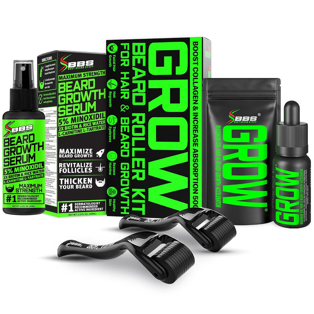 GROW XXL - Paquete de crecimiento de barba - Aceite de crecimiento...