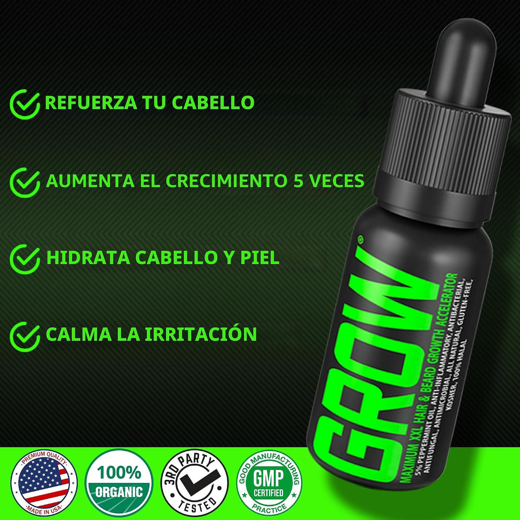 GROW XXL - Paquete de crecimiento de barba - Aceite de crecimiento...
