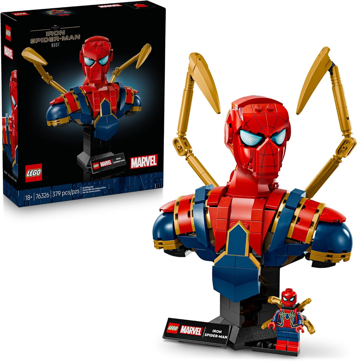 LEGO Marvel Iron Spider-Man Bust coleccionable \u2013 Kit de constr...