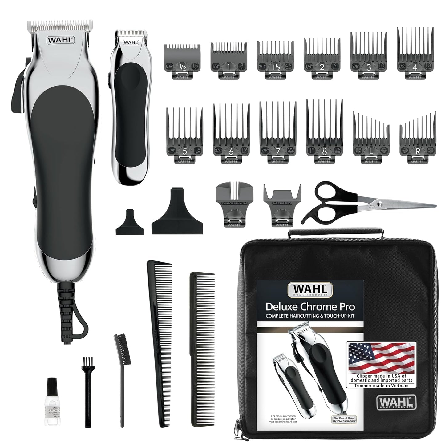 Wahl Máquina cortadora de cabello de lujo, cromada, profesional, in...