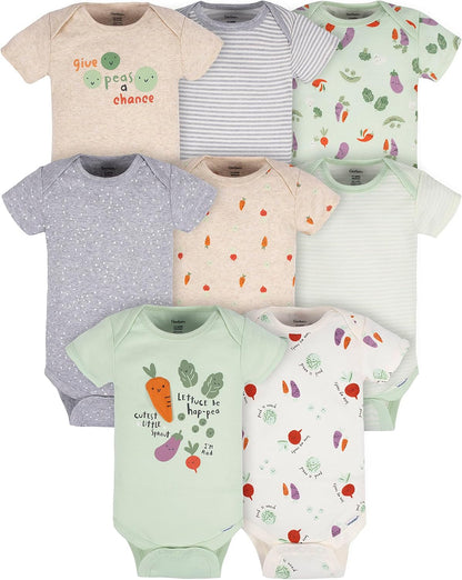 Gerber Mamelucos Bodies unisex de manga corta para bebé, paquete de 8
