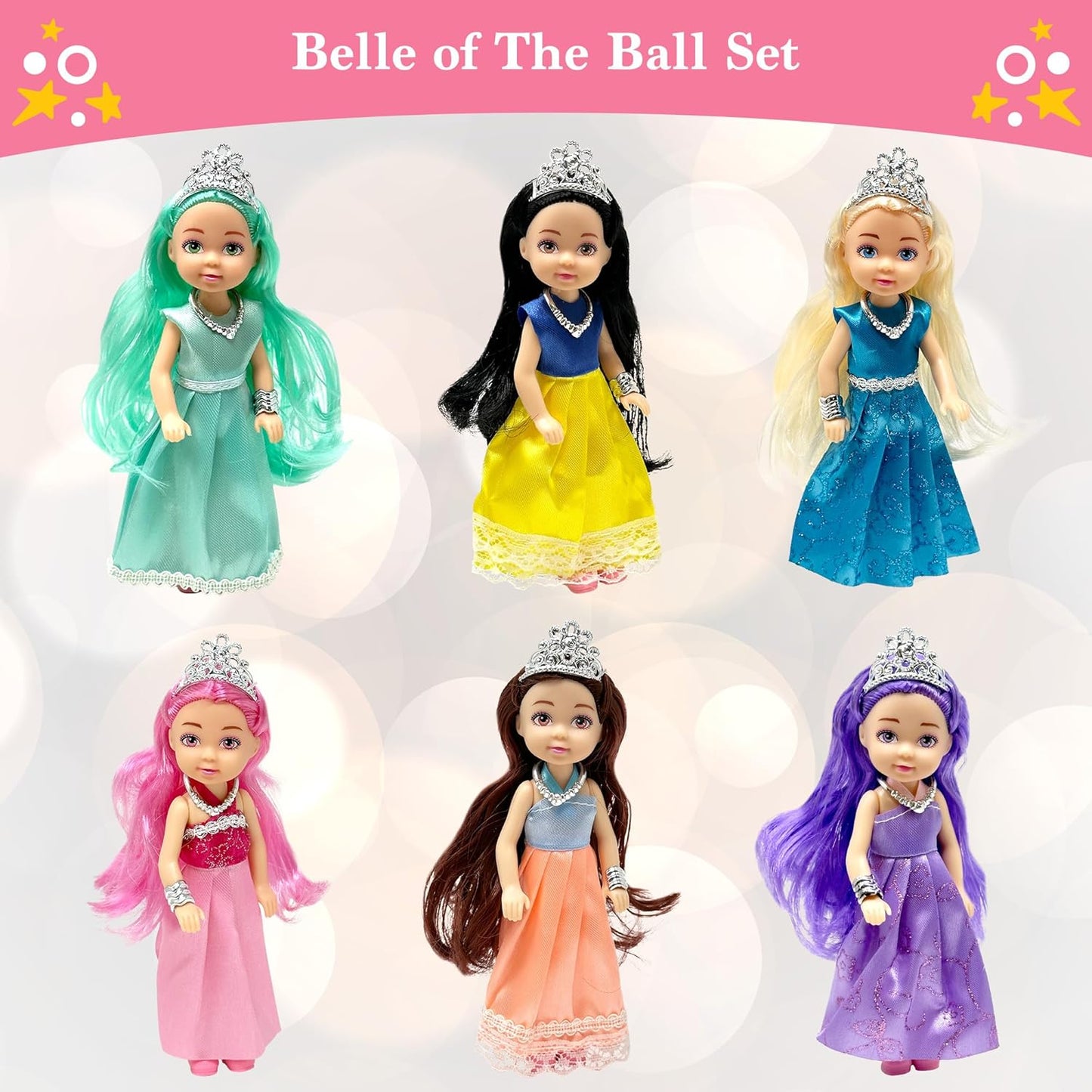 Juego de muñecas pequeñas con mini muñecas de princesa para niñas \...