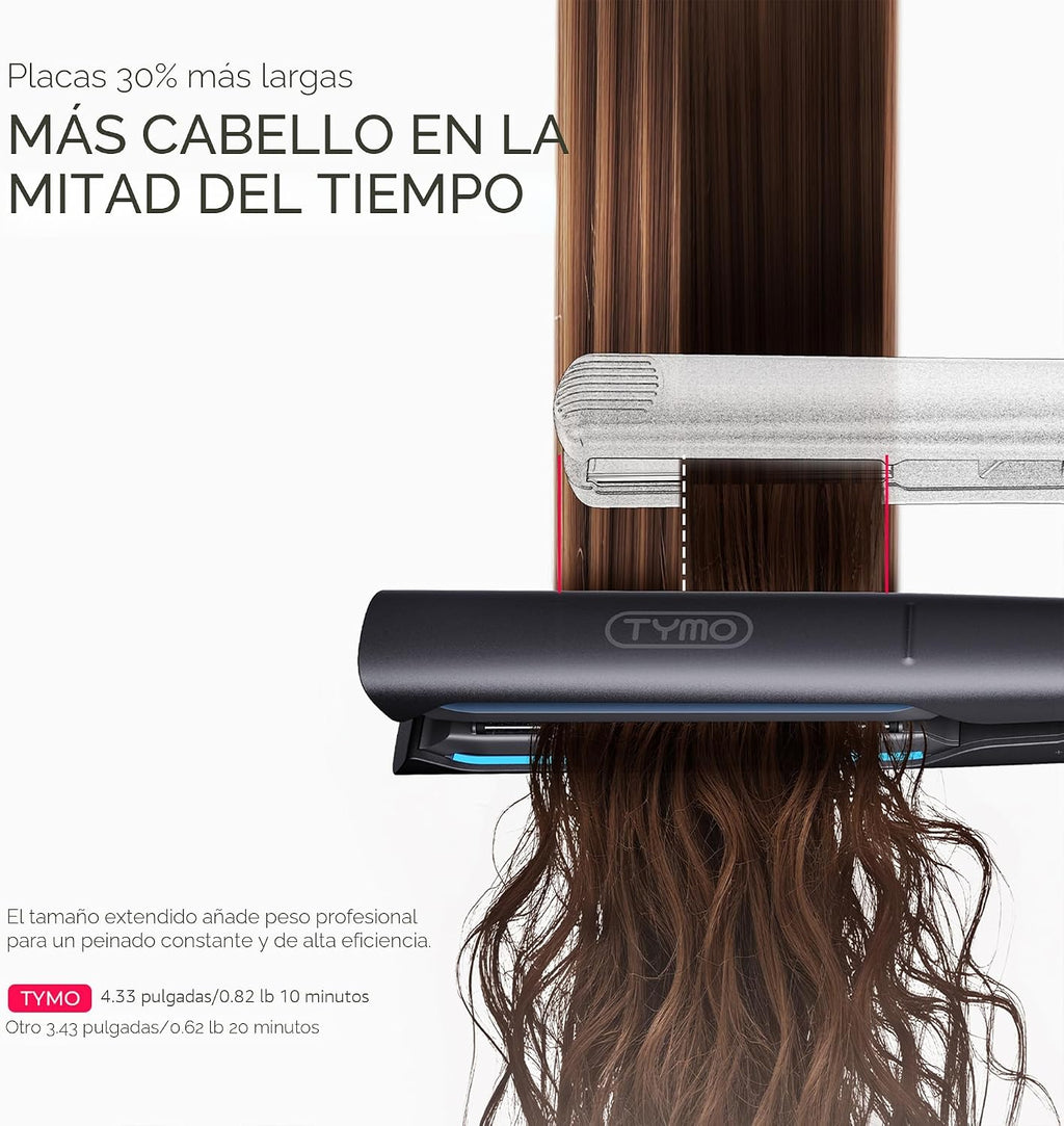 TYMO Plancha plana 2.0 para mujer, plancha de pelo 2 en 1 de largo...