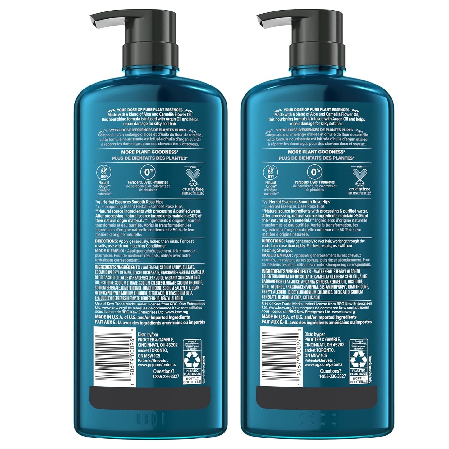 Herbal Essences Juego de champú y acondicionador reparador de aceite de argán, hidrata y suaviza, sin parabenos, seguro para el color, pH equilibrado, aroma cítrico, 20.2 onzas líquidas, paquete de 2