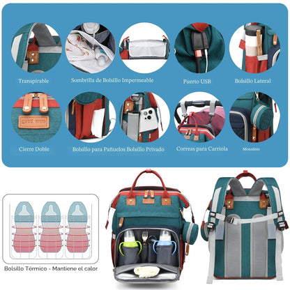 Jeryswet - Mochila para pañales de bebé con cambiador, impermeable,...