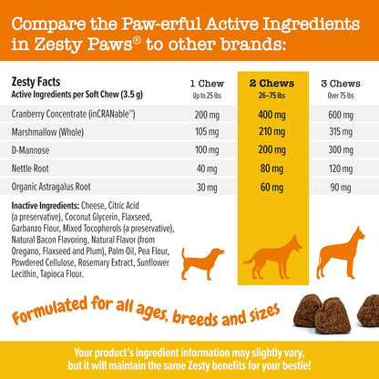 Zesty Paws Suplemento de arándano para perros - Control de vejiga p...