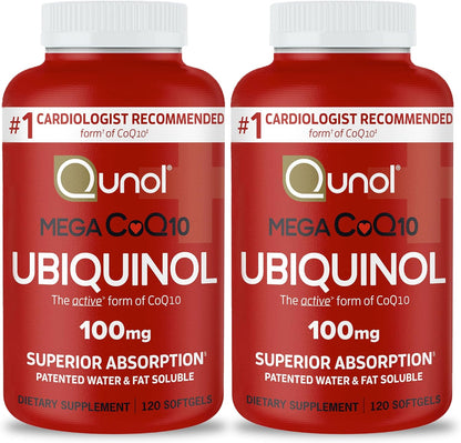 Qunol Mega Ubiquinol CoQ10 Suplemento natural de C0Q10 solubre en a...