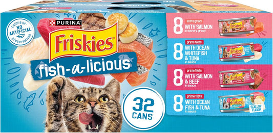 Purina Friskies - Paquete variado de comida húmeda para gatos Fish-...