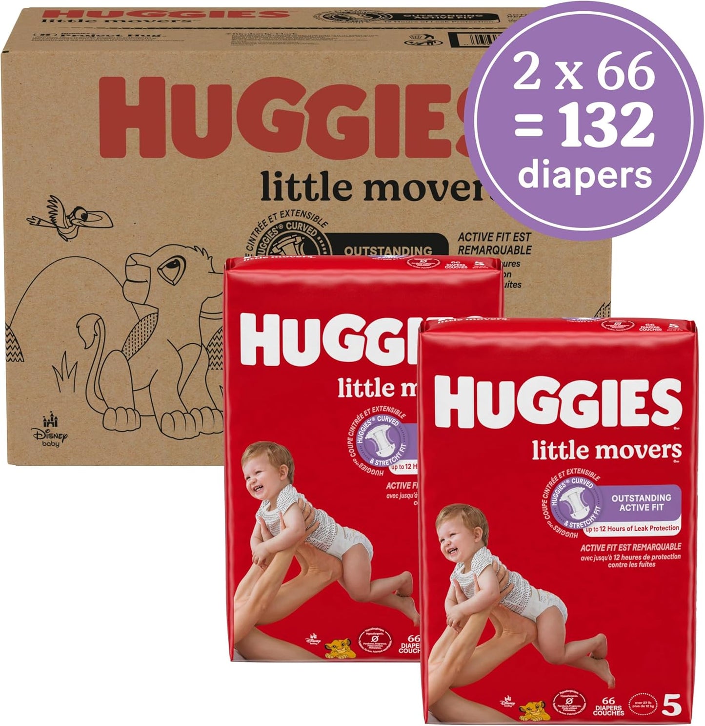 Huggies Pañales tamaño 5, pañales Little Movers para bebé, talla 5...